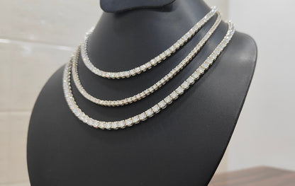 Solid Gold Moissanite Tennis Necklace, Elegant Necklace, Iced Out Necklace, Infinity Chain, Gold Tennis Chain, 3 MM Moissanite Necklace