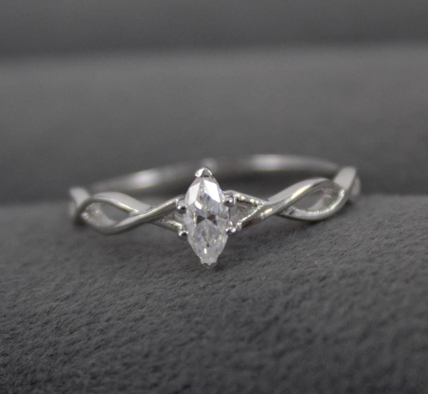 Marquise Cut Stone Moissanite Silver Ring, 925 Sterling Silver Ring, Minimalist Ring, Dainty Silver Ring, White Stone Ring, Gift for Her