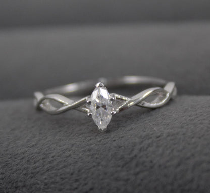 Marquise Cut Stone Moissanite Silver Ring, 925 Sterling Silver Ring, Minimalist Ring, Dainty Silver Ring, White Stone Ring, Gift for Her
