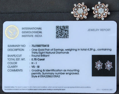 Natural Diamond Gold Jewelry For Anniversary Gift, 18K Real Gold Diamond Pendant Earring Set, IGI Certified Jewelry, Perfect Gift For Wife