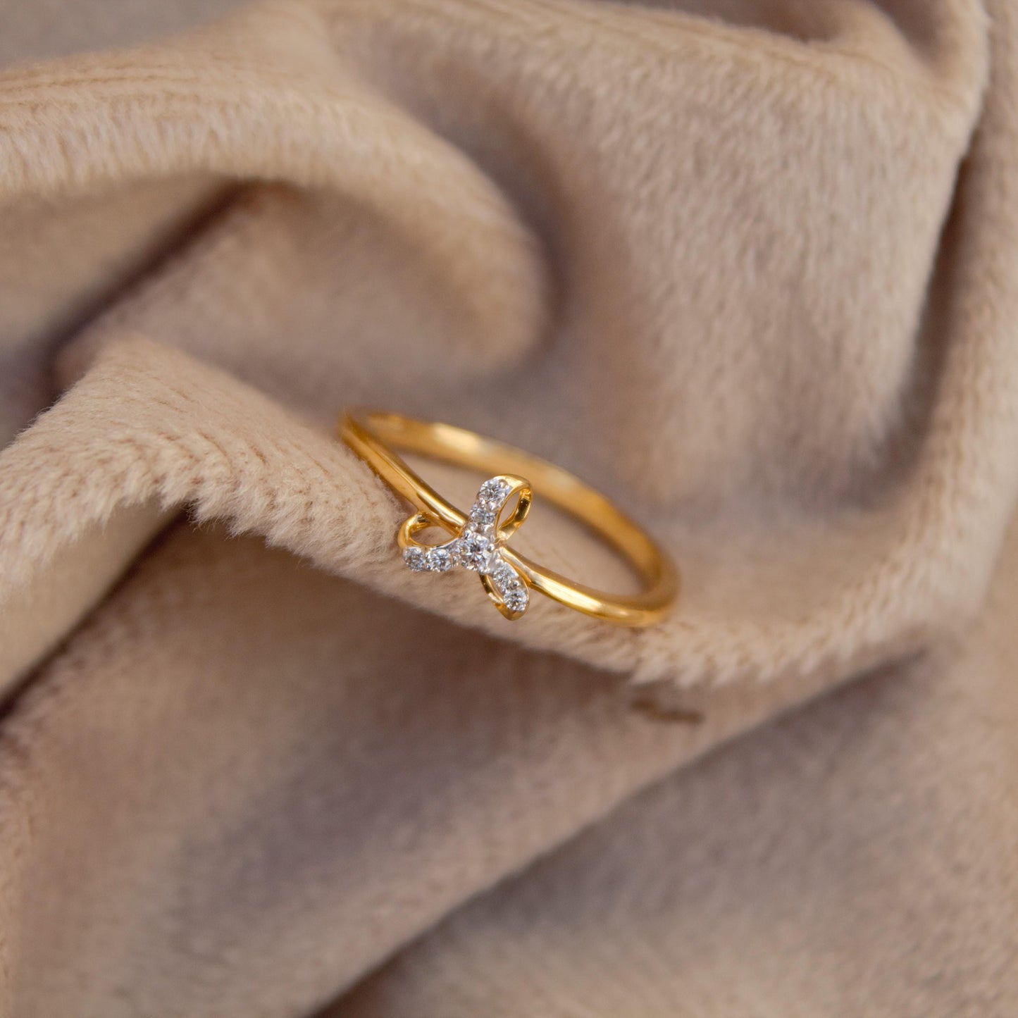 18K Real Gold Diamond Ring, H-I Color SI Clarity for Anniversary Gift, Seven Stone Natural Diamond Ring, Melee Natural Diamond Gold Ring