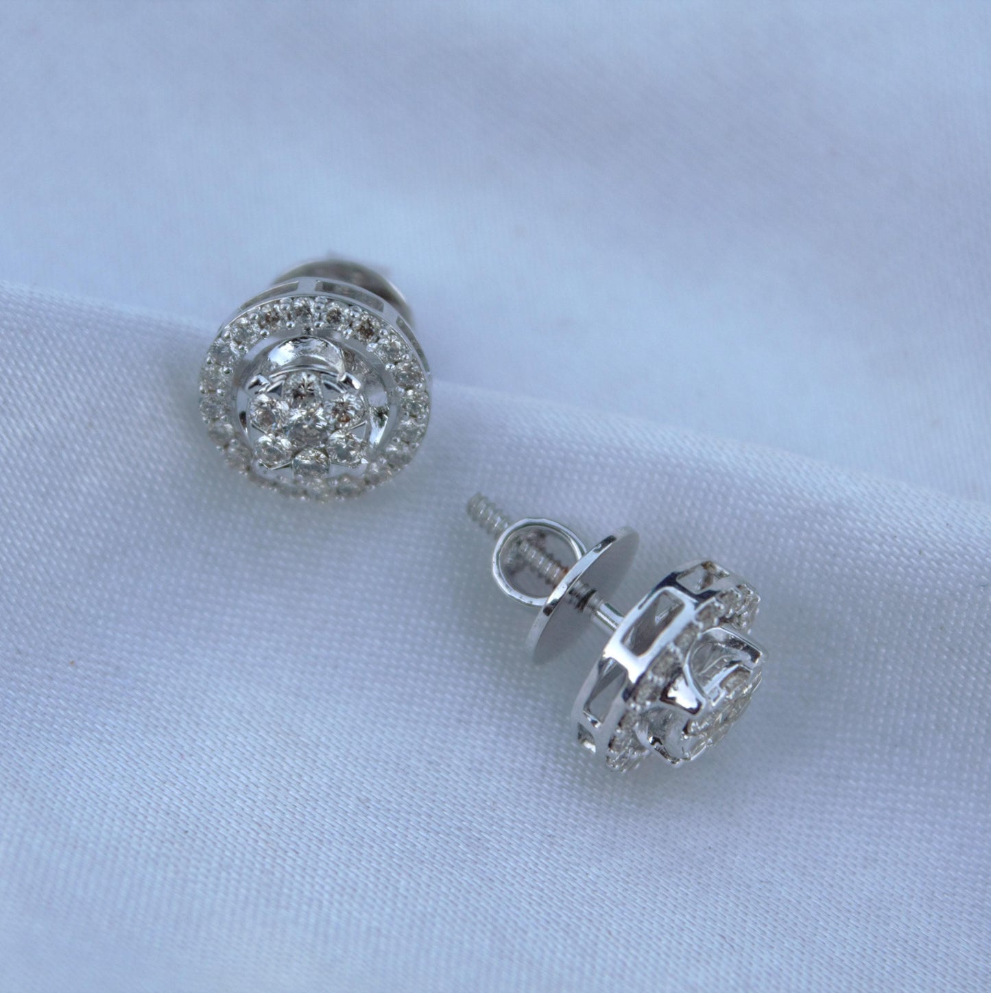 18K White Gold Solitaire Halo Jewelry Set, IGI Certified Diamond Jewelry, Gold Chain Pendant Necklace with Stud Earrings, Dainty Jewelry Set