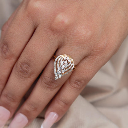 18k Solid Gold Jewelry, 4 US Gold Engagement Ring, Victorian Style Natural Diamond Ring, Natural Diamond Real Gold Ring, Real Gold Ring