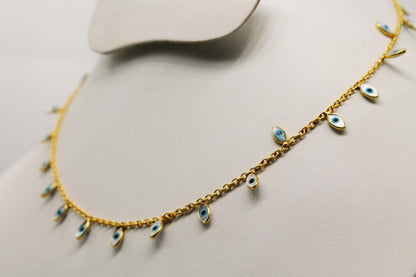 925 Silver Evil Eye Necklace, Silver Minimalist Necklace, Charm Necklace for Women, Handmade Dainty Necklace, Protection Necklace Gifts