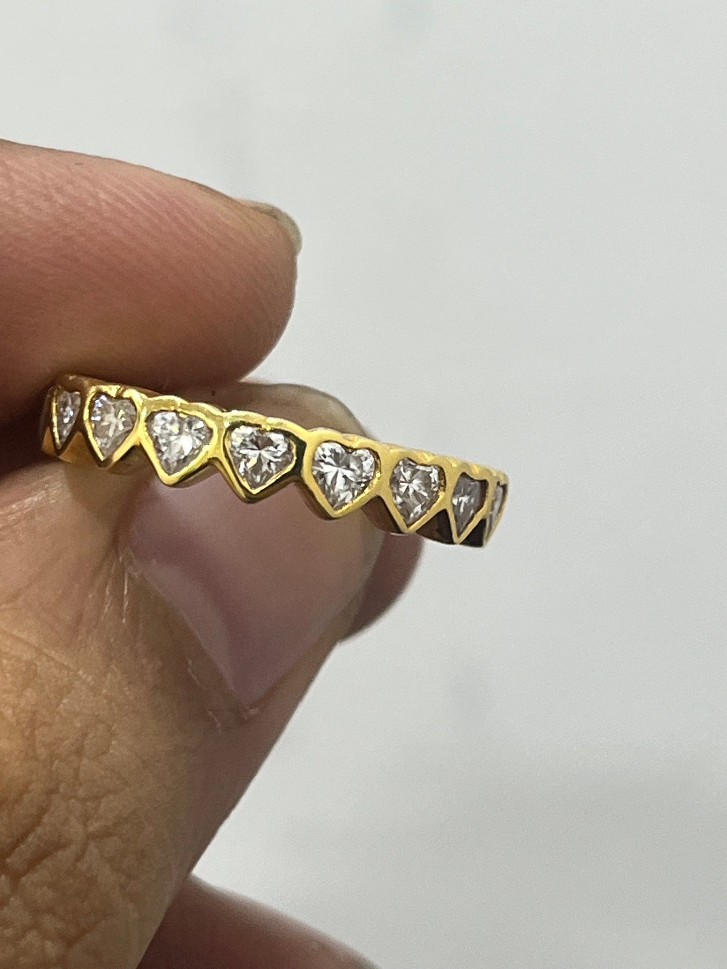 Moissanite Band Ring/ Moissanite Gold Ring/ Heart Eternity Ring/ Beautiful Heart Ring/ Full Eternity Ring/ 10k Solid Gold Ring/ Gift For Her