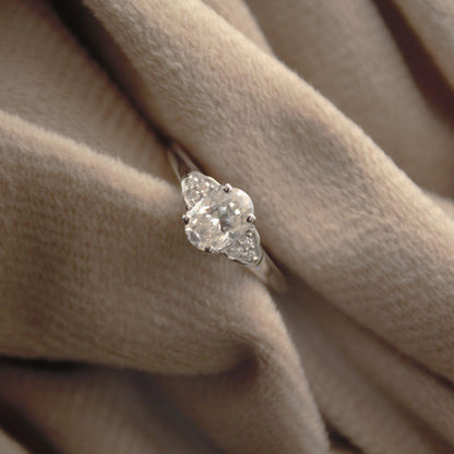 Dainty Moissanite Oval Cut Ring in 925 Sterling Silver, Minimalist White Stone Ring, Solid Silver Ring, Perfect Graduation Gift for Daughter