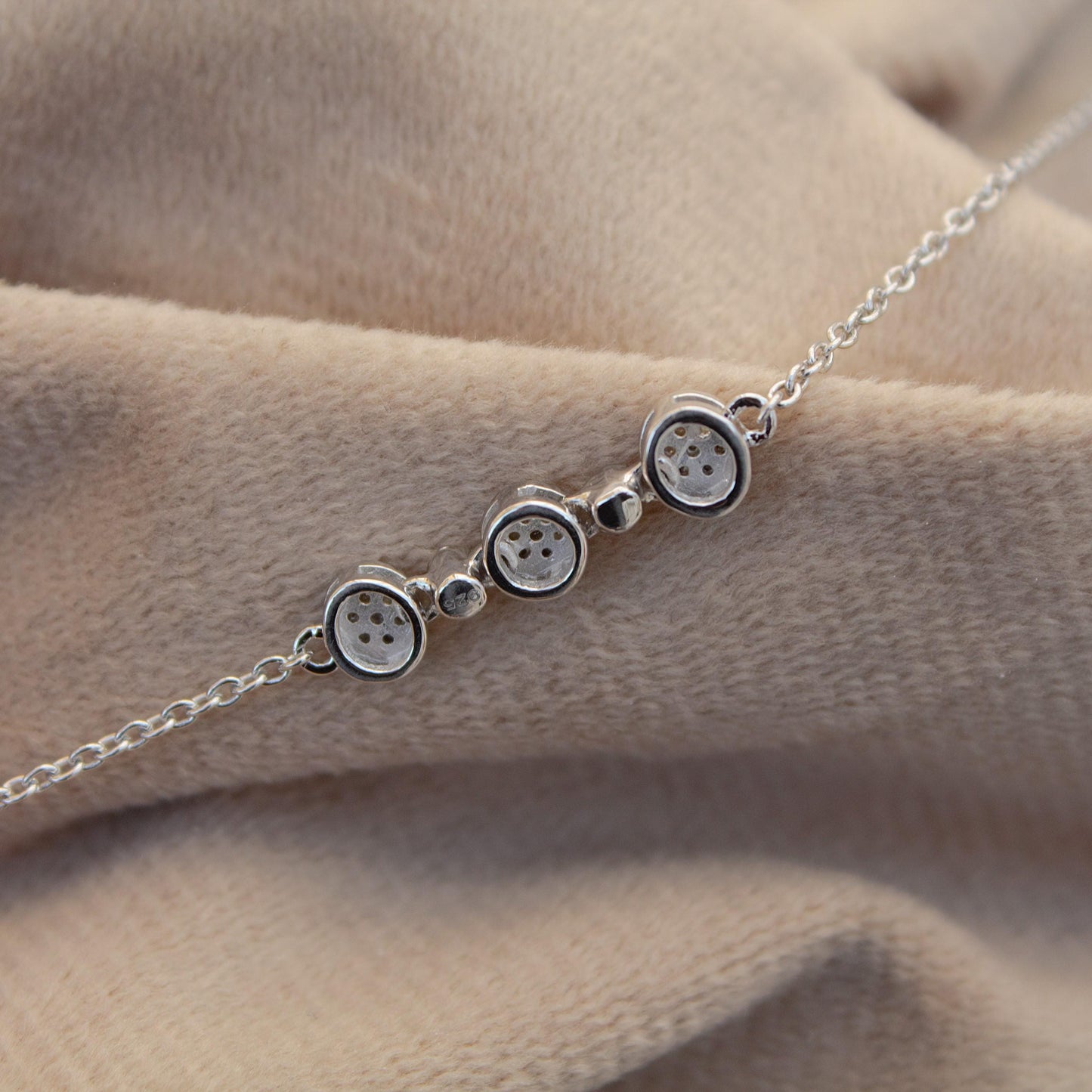 Moissanite Link Chain Bracelet in 925 Sterling Silver, Adjustable Bracelet For Girls, Silver Dainty Bracelet, Graduation Gift for Daughter