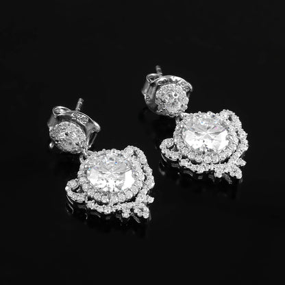 Genuine Moissanite Stud Dangle Earrings, Handmade Earrings,10K, 14K, 18K White Gold Earrings, Statement Designer Jewelry, Earrings for Women