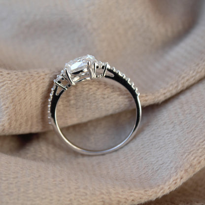 Minimalist 925 Sterling Silver Ring, White Moissanite Ring for Women, Unique Wedding Gift, Silver Solitaire Ring, Lightweight Travel Jewelry