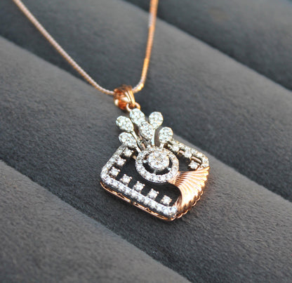 IGI Certified Real Diamond Jewelry Set, 18K Gold Necklace and Earrings, Designer Gold Bridal Jewelry, Natural Diamond Pendant with Chain