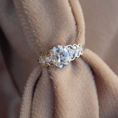 Solid 925 Sterling Silver Moissanite Ring, Oval Shape Stone Solitaire Ring, Handmade Vintage Jewelry, Designer Promise Ring, Perfect for Her