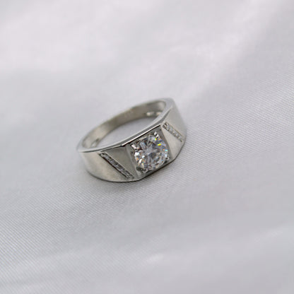 6.5 MM Round Cut Moissanite Ring, Anniversary Ring For Men, Statement Men's Moissanite Ring, Prong Setting Ring, Perfect Gift for Christmas