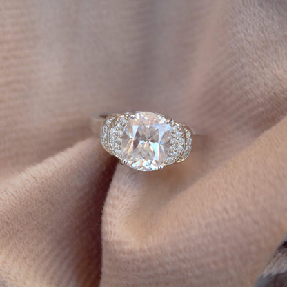 Unique Style Moissanite Elongated Cushion Ring, Designer Cushion Cut Ring, Bridal Ring, Colorless Moissanite Proposal Ring, Jewelry Gift