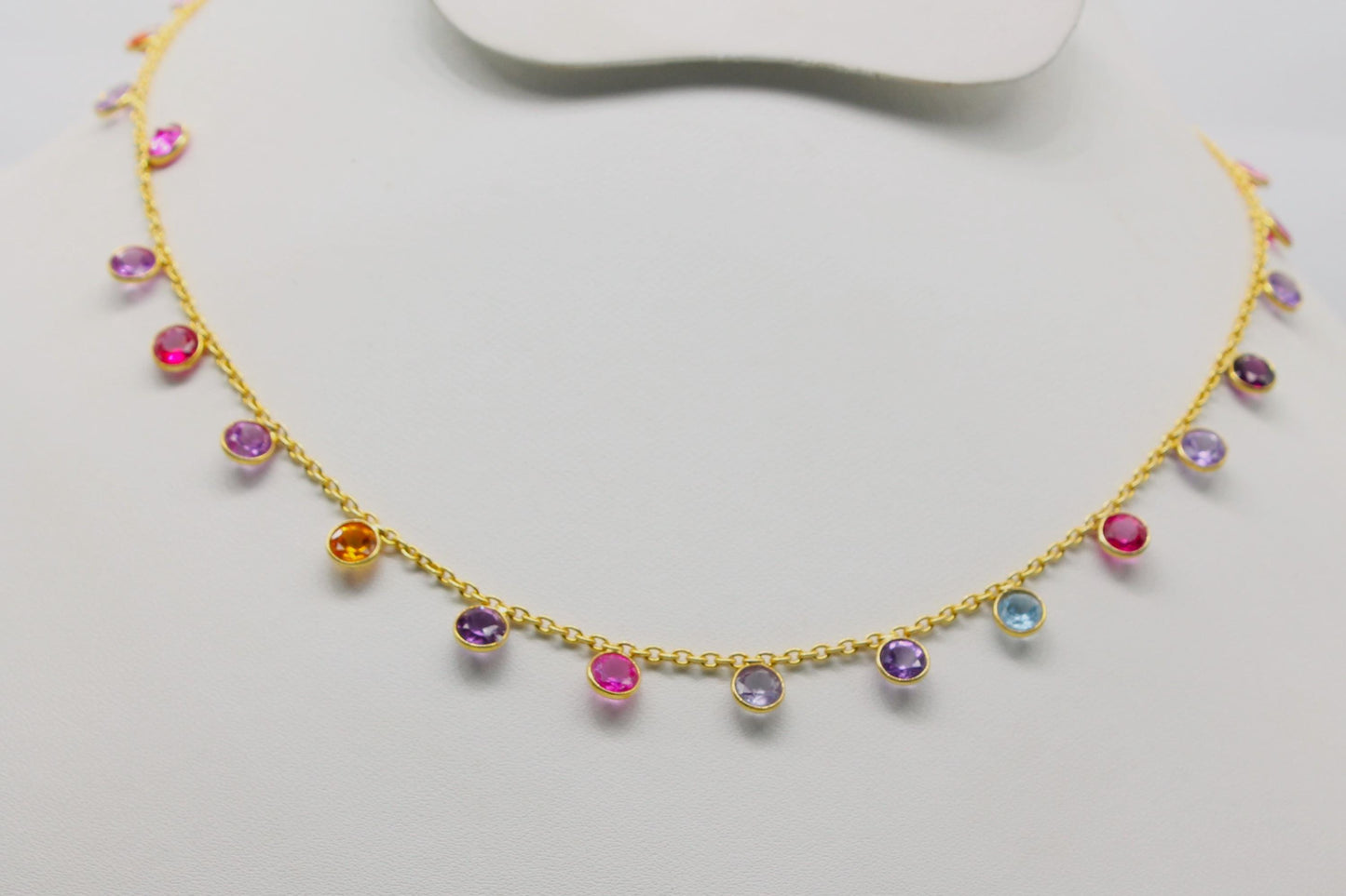 Multi Sapphire Bracelet and Necklace Set, 925 Sterling Silver Jewelry, Lab Made Sapphire Jewelry, Handmade Dainty Necklace, Gift for Wife