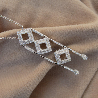 Designer Moissanite Pendant With Chain, 925 Sterling Silver Moissanite Chain Necklace, Elegant Beautiful Anniversary Gift For Special One