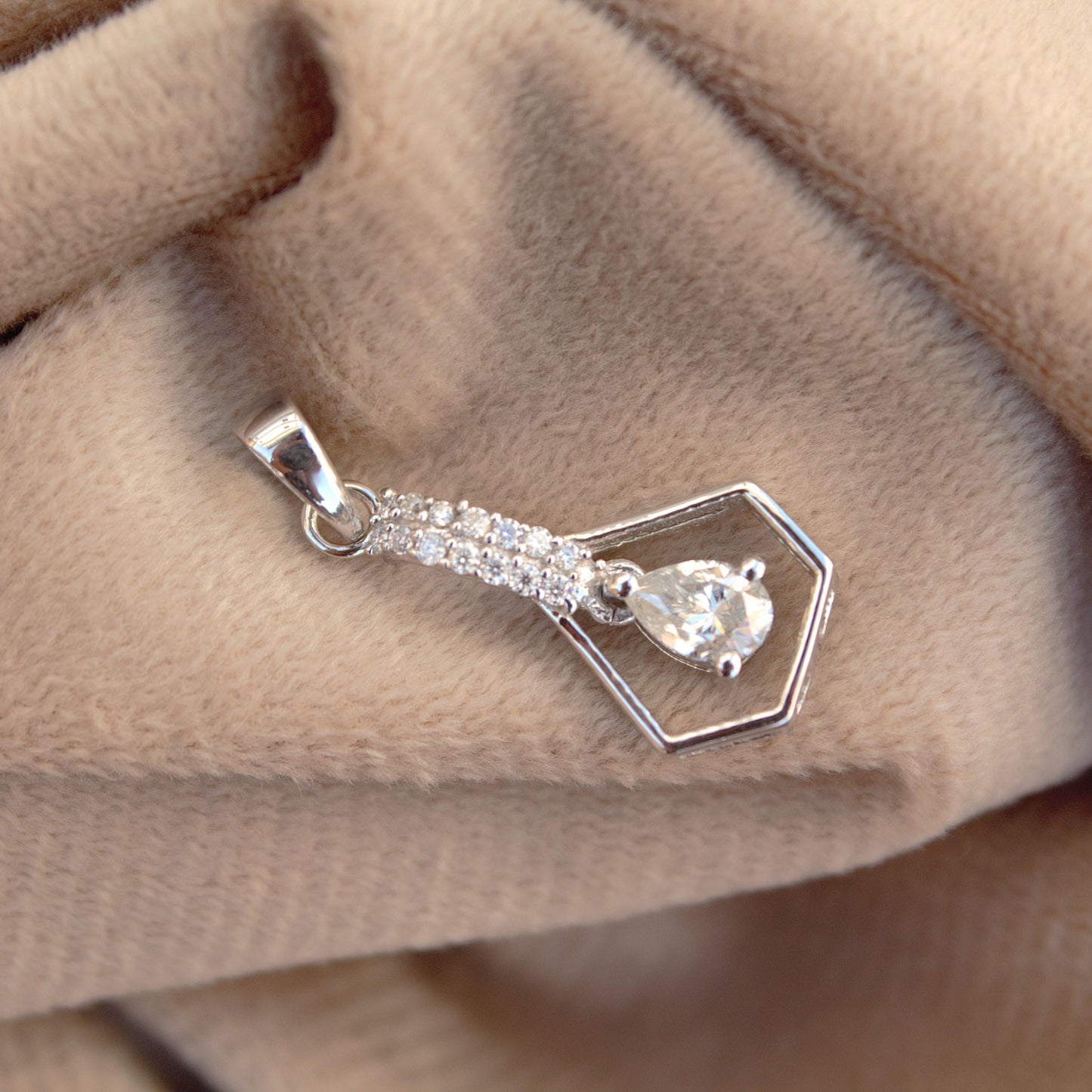 Pear Drop Moissanite Cut Stone Pendant, 925 Sterling Silver Unique Jewelry, New Arrival Pendant, Statement Dainty Pendant, Ready to Ship