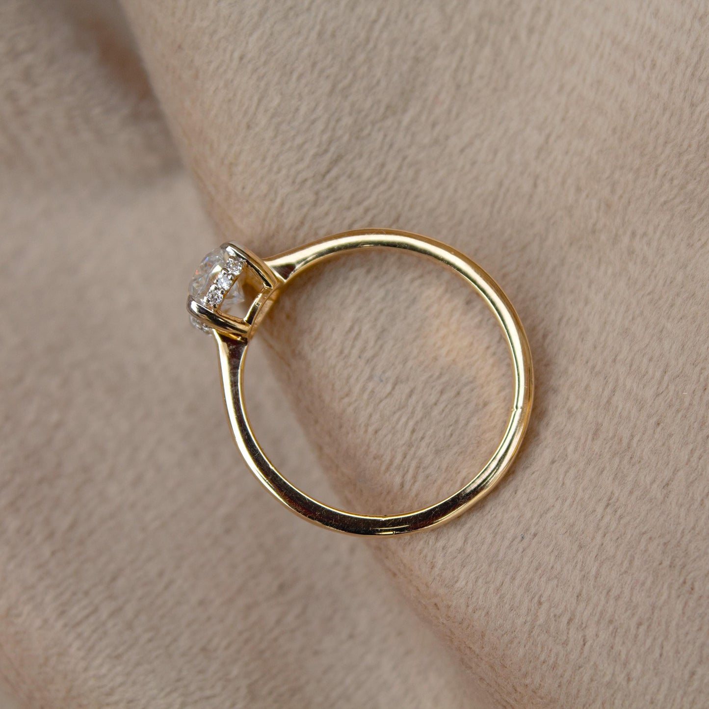 Long Cushion Cut With Melee Round Moissanite Ring, 14K Solid Yellow Gold Moissanite Ring, 7 US Gold Ring For Women, Perfect Anniversary Gift