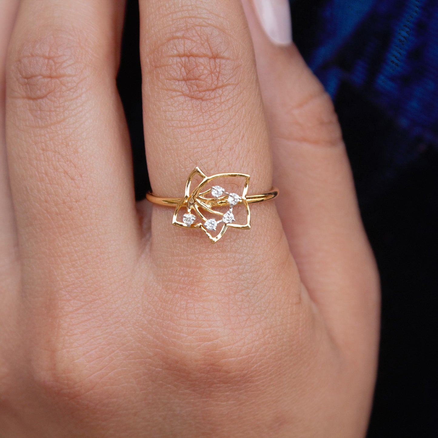 7 US Gold Ring, IGI Certified Diamond Jewelry, 0.08 Carat Natural Diamonds With IGI Certified Diamond Jewelry, Delicate Gold Ring For Gift