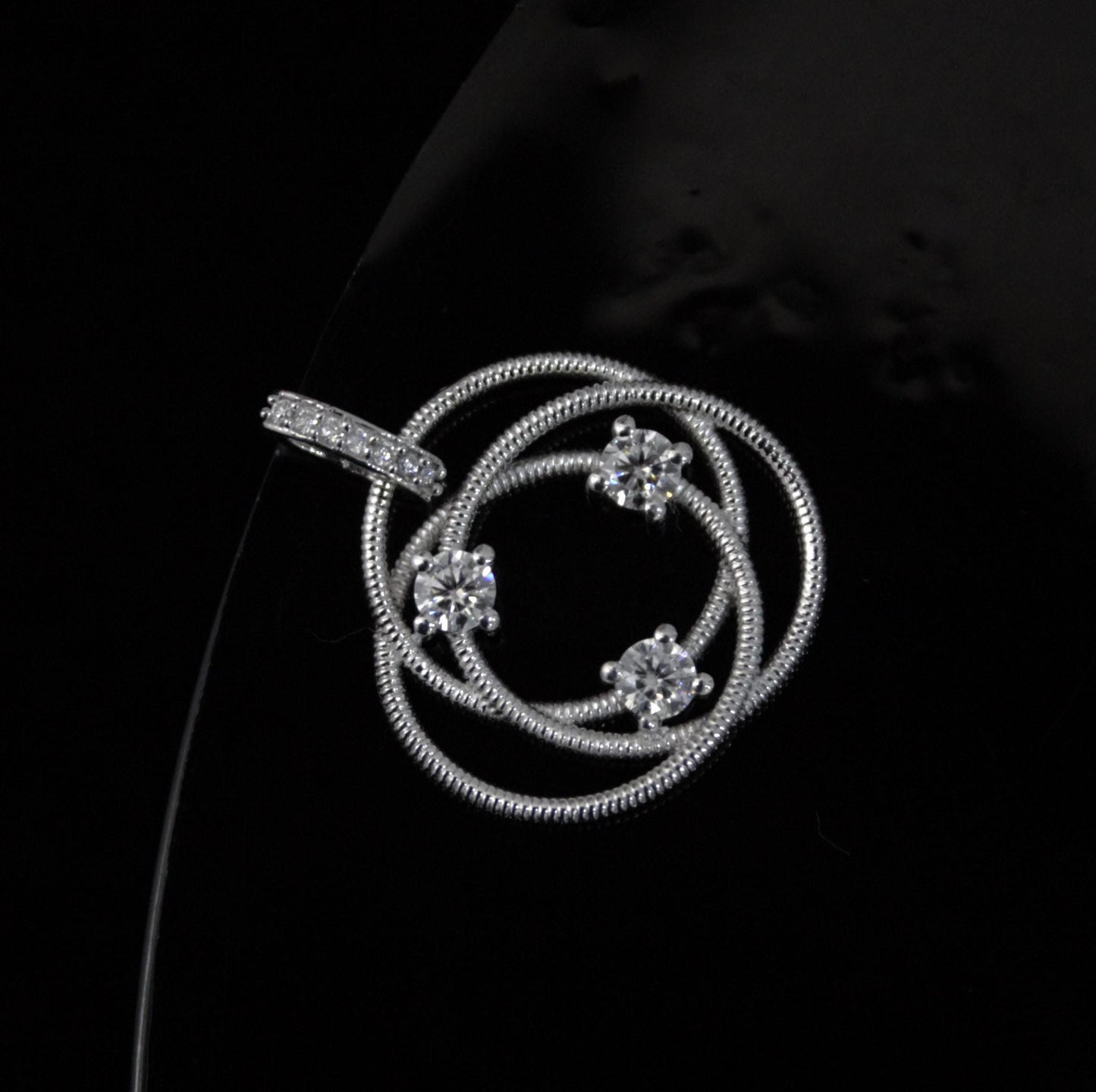 Designer Loop Pendant, 925 Sterling Silver Moissanite Pendant, Round Design Pendant for Women, Travel Jewelry, Wedding Gift for Wife