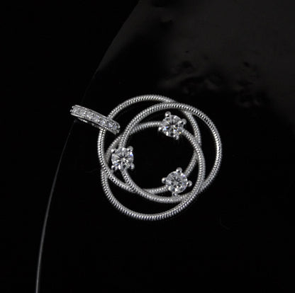 Designer Loop Pendant, 925 Sterling Silver Moissanite Pendant, Round Design Pendant for Women, Travel Jewelry, Wedding Gift for Wife
