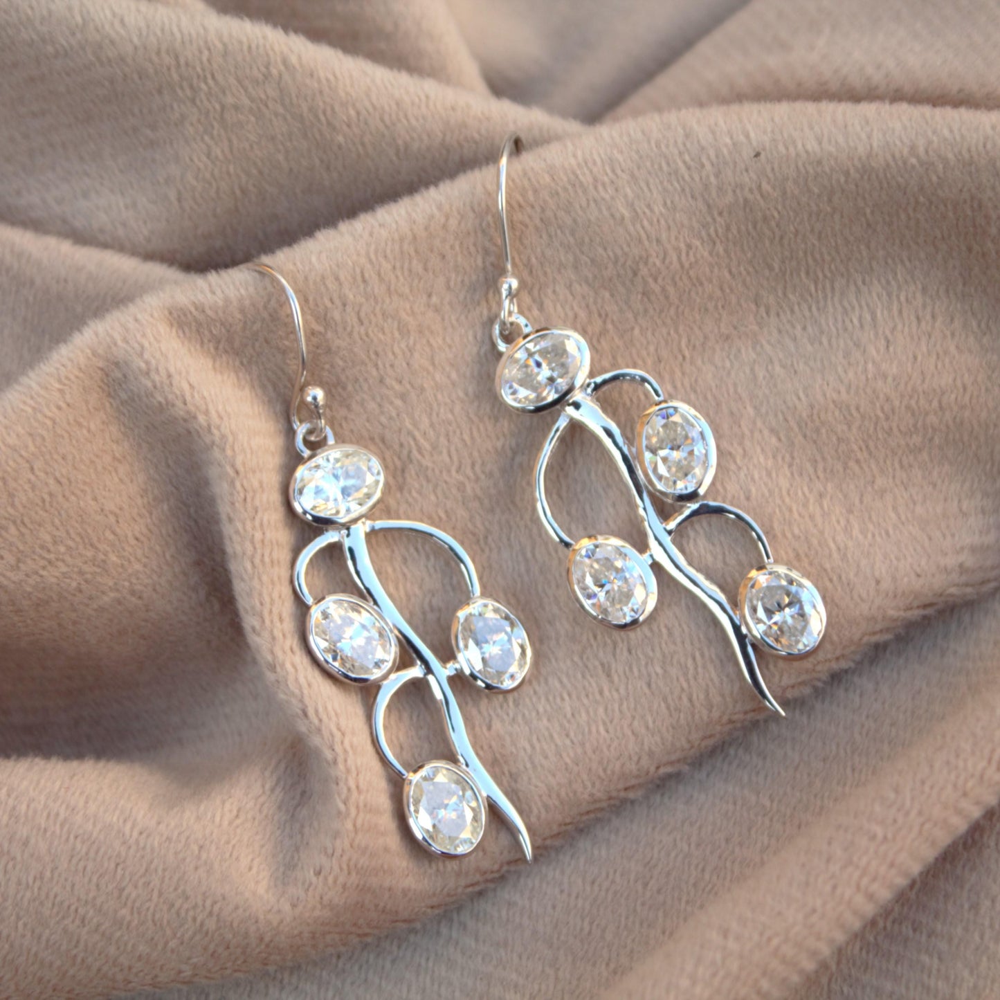 Drop & Dangle Earrings, 925 Silver Moissanite Earring for Women, Bezel Setting Silver Earrings, Victorian Look Silver Earring for Girlfriend