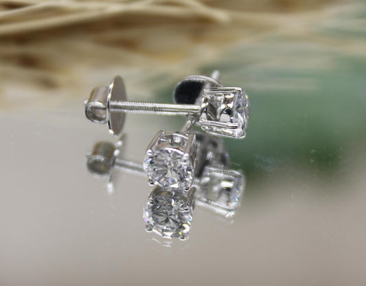 Diamond Stud Earrings, 14K Gold Minimalist Earrings, Lab Grown Diamond Round Earrings, Solid Gold Dainty Stud Earrings, Gift for Her