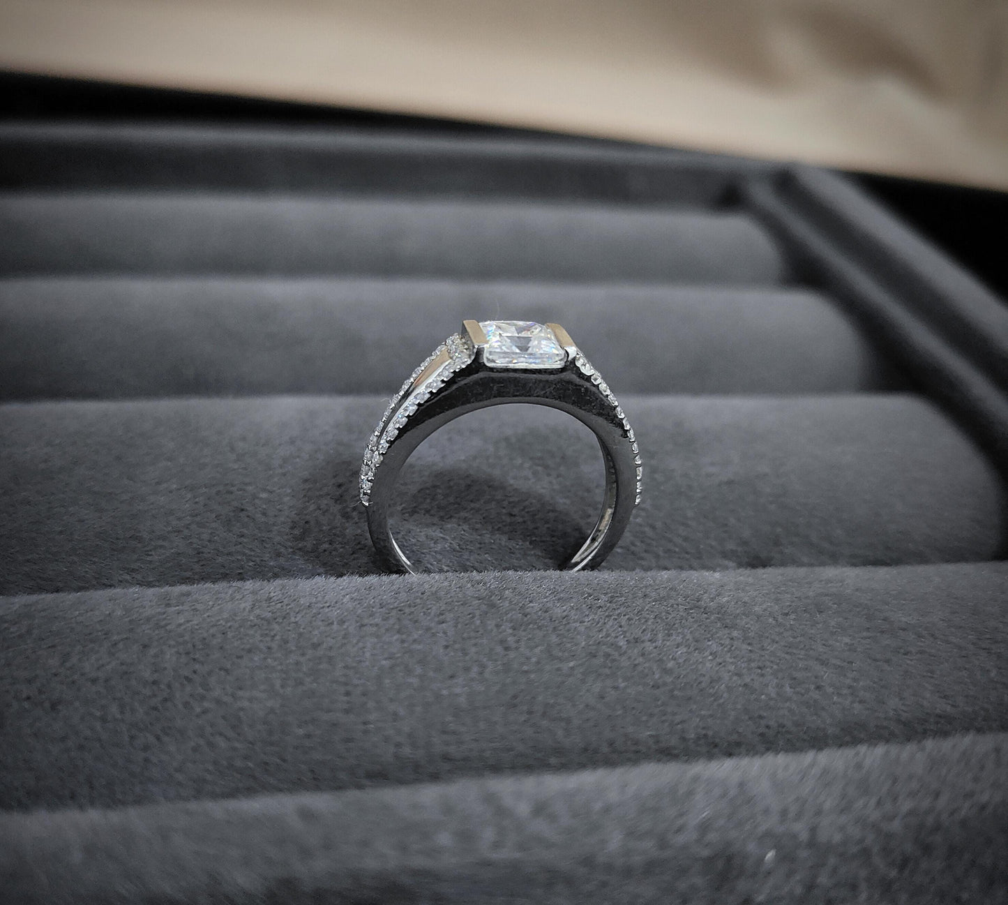 6 mm Moissanite Princess Cut Ring, Engagement Ring For Men, Bezel Setting Ring, Statement 925 Sterling Silver Men's Ring, Christmas Gift