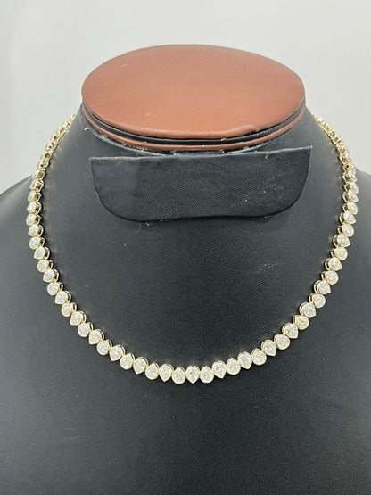 Genuine Moissanite Tennis Necklace, Elegant Designer Necklace, Infinity Solitaire Necklace, 18K Gold Necklace, Pear Moissanite Necklace