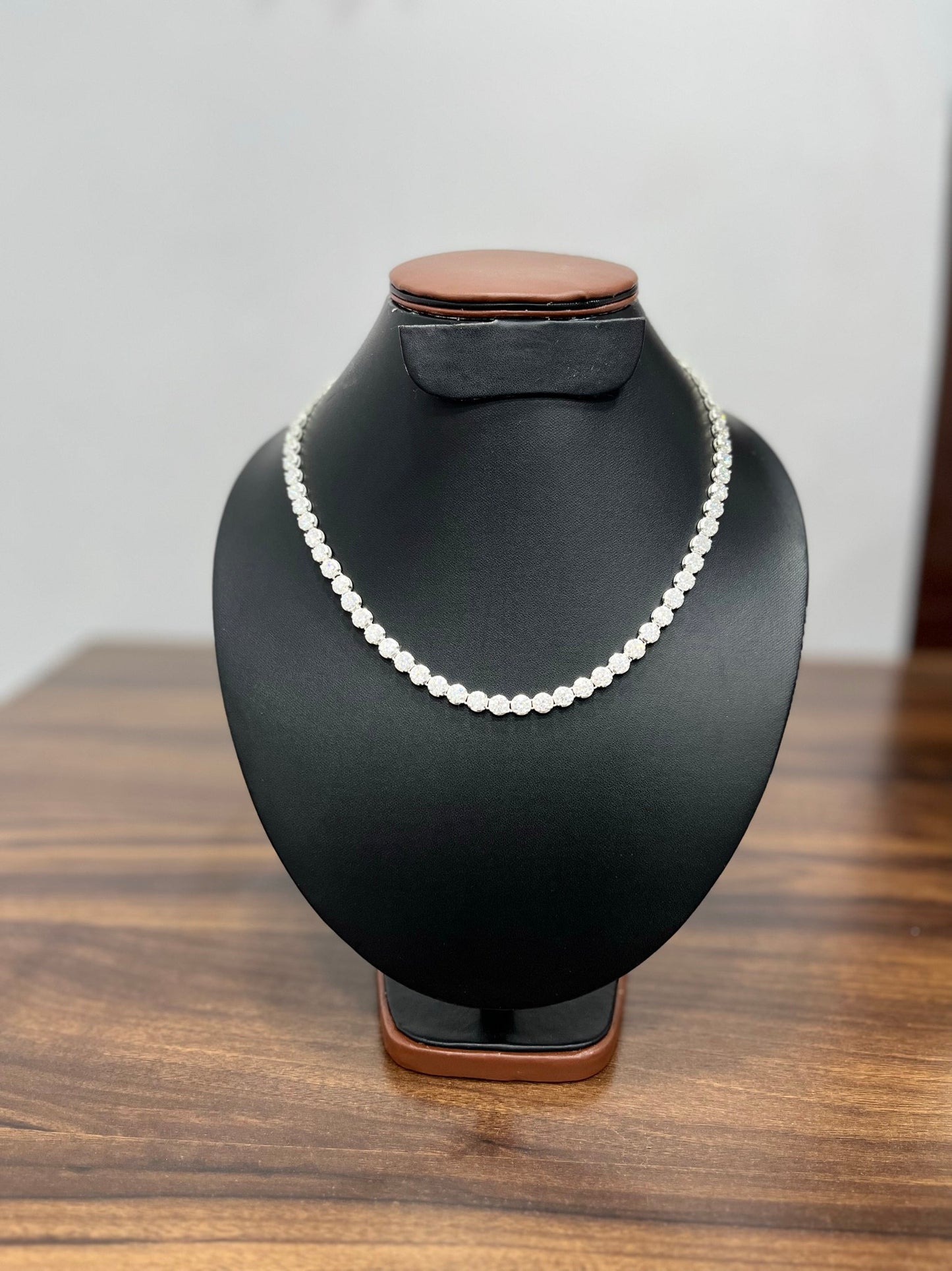 Moissanite Bubble Chain 5 MM Round Necklace, Moissanite Chain Necklace, Infinity Tennis Necklace, 14K Gold Moissanite Jewelry, Birthday Gift