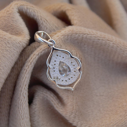 Vintage Style Moissanite Designer Pendant, 925 Sterling Silver Charm Pendant, Pear and Round Cut Solitaire Pendant, Perfect Gift for Women