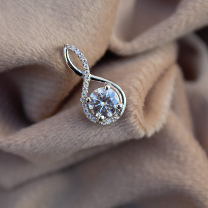 Colorless Moissanite Pendant in 925 Sterling Silver, Round Cut Stone Pendant, White Stone Minimalist Pendant, Silver Dainty Pendant Jewelry