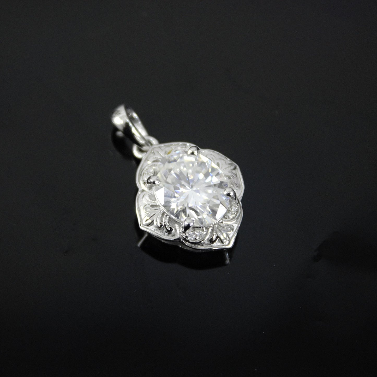 Vintage Style Moissanite Charm Pendant, 925 Sterling Silver Dainty Pendant, Oval Cut Moissanite Pendant for Women, Designer Jewelry Gift