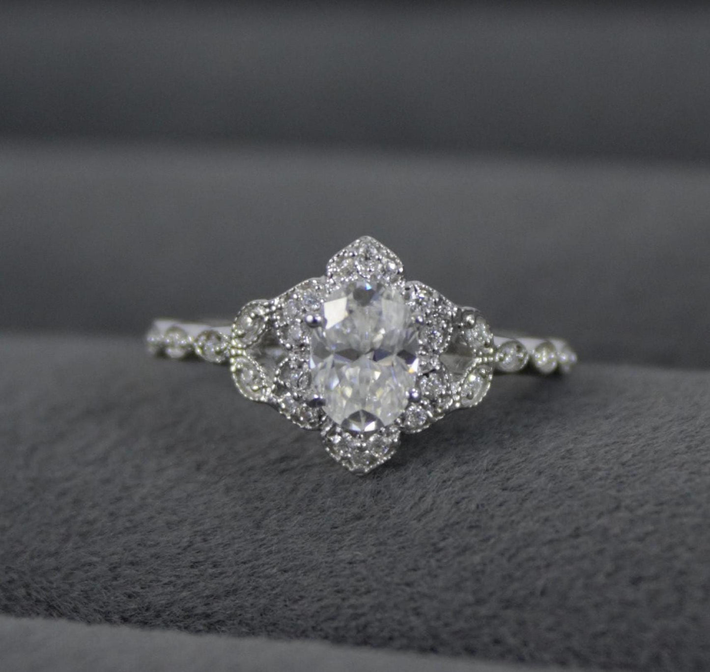 Art Deco Moissanite Ring – Vintage Style 925 Sterling Silver Jewelry, Dainty Designer Jewelry, Engagement Ring, Gift for Her