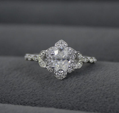 Art Deco Moissanite Ring – Vintage Style 925 Sterling Silver Jewelry, Dainty Designer Jewelry, Engagement Ring, Gift for Her