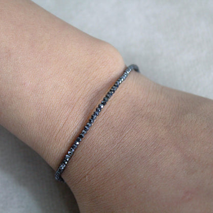 Beautiful Black Moissanite Necklace & Bracelet, 18k Solid Gold Necklace for Her, 16 inch Black Moissanite Necklace, Same Day Shipping