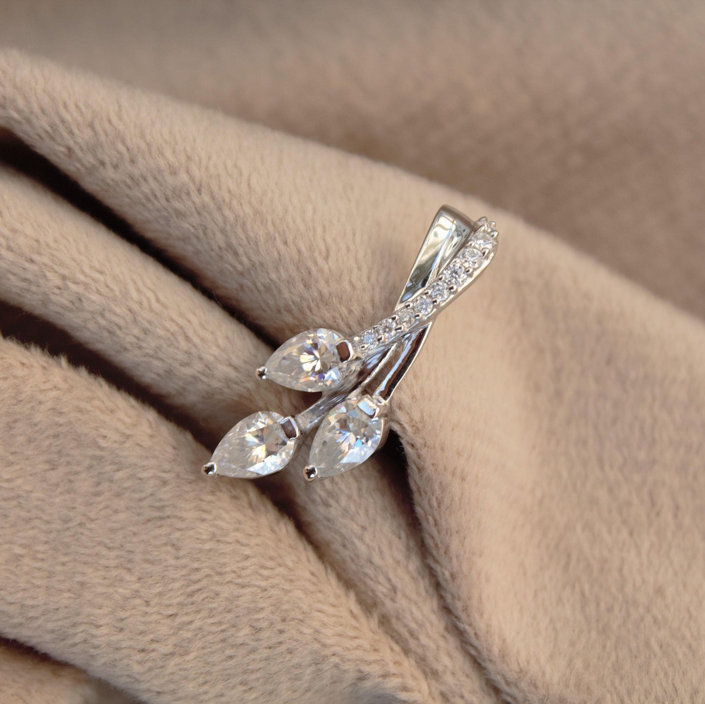 Pear Cut Moissanite Pendant, 925 Sterling Silver Charm Pendant, Designer Moissanite Jewelry, Handmade Prong Set Pendant, Gift for Sister