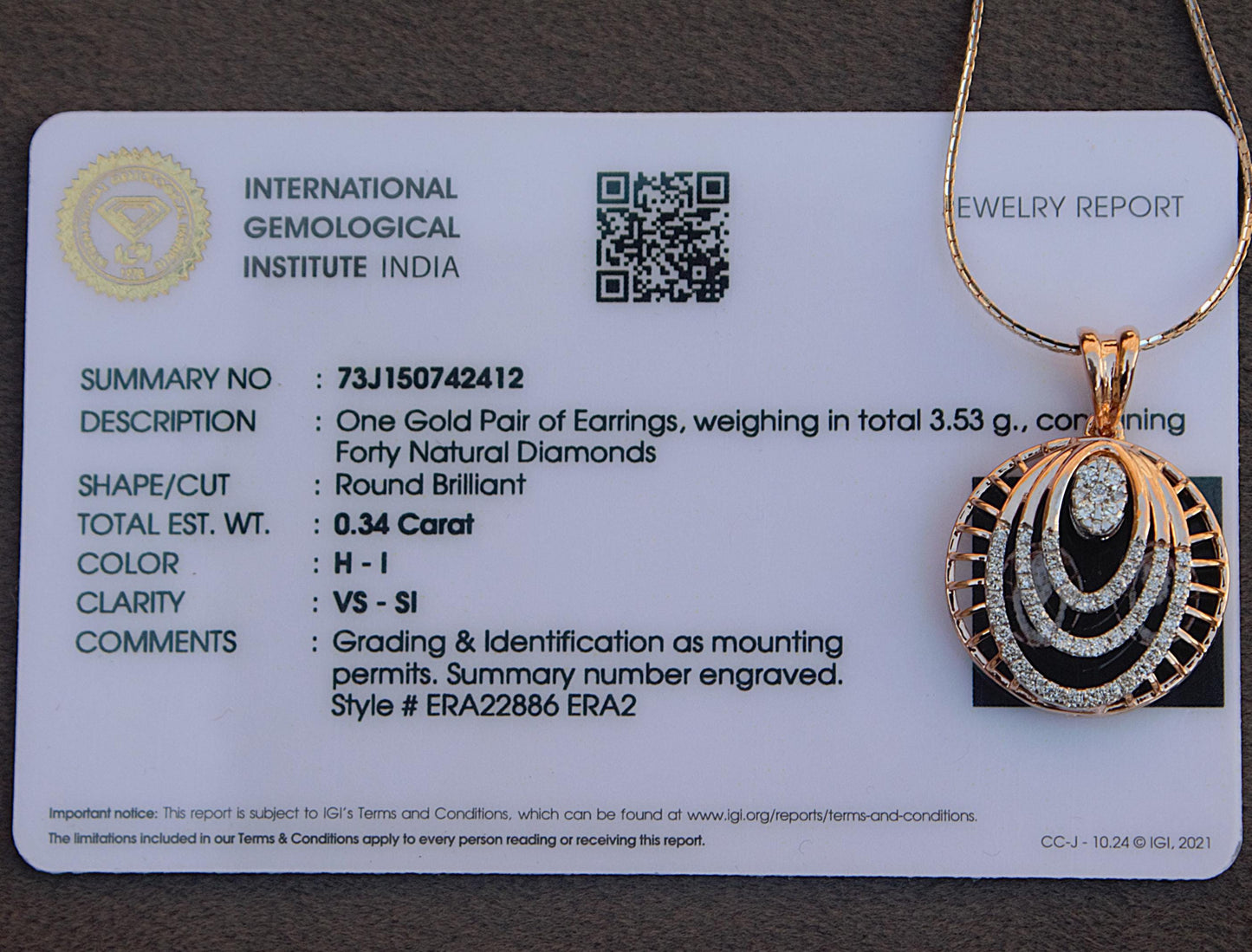 18K Rose Gold Natural Diamond Necklace and Earrings Set, Designer Vintage Gold Jewelry, VSSI Diamond Jewelry Set, Wedding Gift for Bride