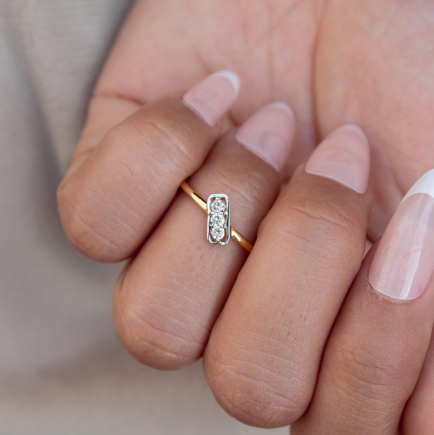 18K Solid Gold Dainty Ring, H-I Color SI Clarity Diamond Gold Ring, Natural Diamond Gold Jewelry, IGI Certified Gold Diamond Jewelry