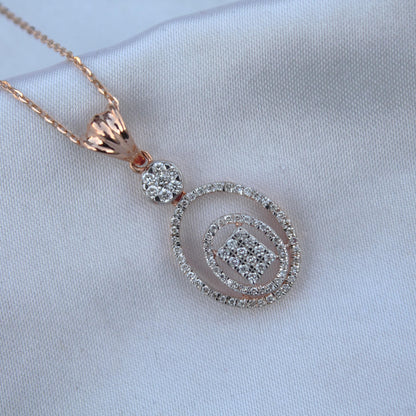 Real Diamonds Rose Gold Bridal Jewelry Set, Solid 18k Gold Pendant Necklace with Stud Earrings, Dainty Handmade Jewelry, Engagement Gift