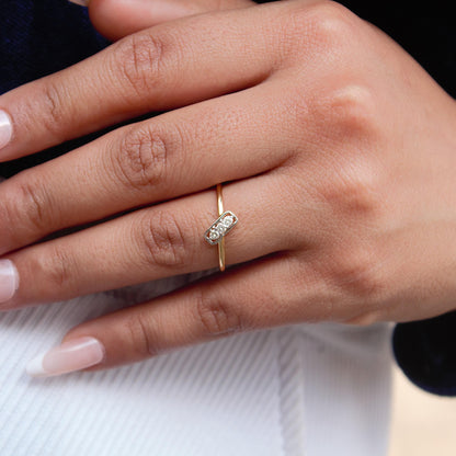 18K Solid Gold Dainty Ring, H-I Color SI Clarity Diamond Gold Ring, Natural Diamond Gold Jewelry, IGI Certified Gold Diamond Jewelry