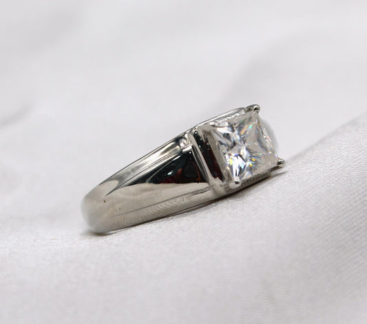 925Silver Ring For Men, Moissanite Men's Ring, Princess Cut Moissanite Ring, Prong Setting Ring, Engagement Groom Ring, Perfect Gift for Him