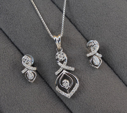 18K Real Gold Diamond Jewelry Set, IGI Certified Pendant Necklace & Earrings, Necklace with Earrings  Set, IGI Certified Gift for Women