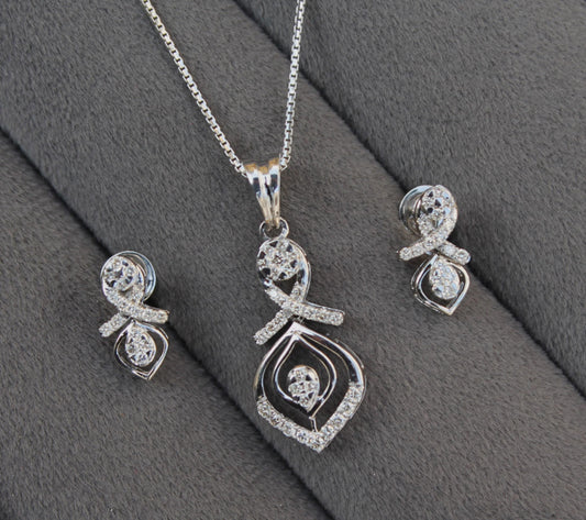 18K Real Gold Diamond Jewelry Set, IGI Certified Pendant Necklace & Earrings, Necklace with Earrings  Set, IGI Certified Gift for Women