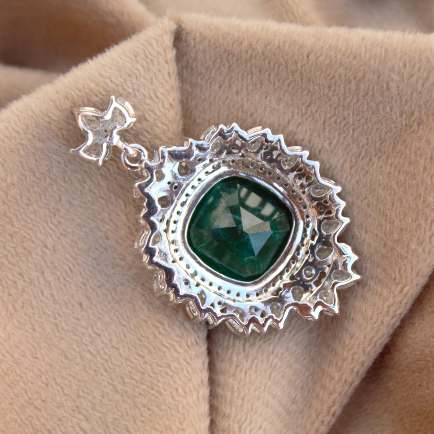 925 Sterling Silver Pendant, Delicate Without Chain Silver Pendant, Cushion Emerald with Moissanite Jewelry, Pendant for Birthday Gift