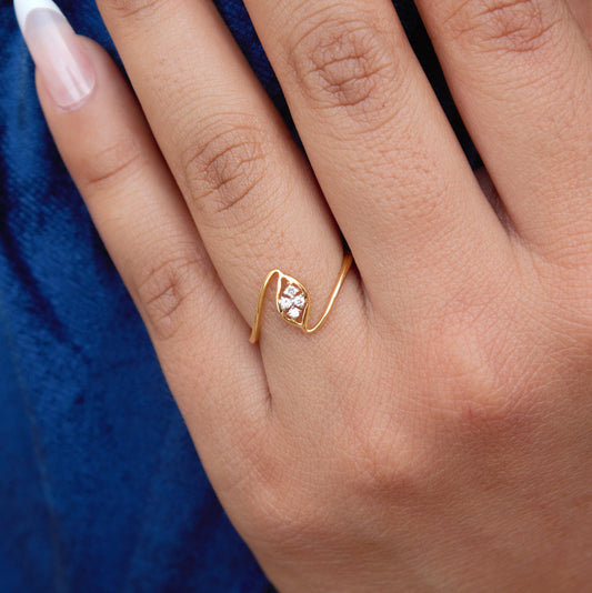 H - I Color SI Clarity Natural Diamond Ring, 5 US Gold Diamond Ring, 18K Solid Gold Jewelry, 1.28Gram Diamond Gold Ring for Anniversary Gift