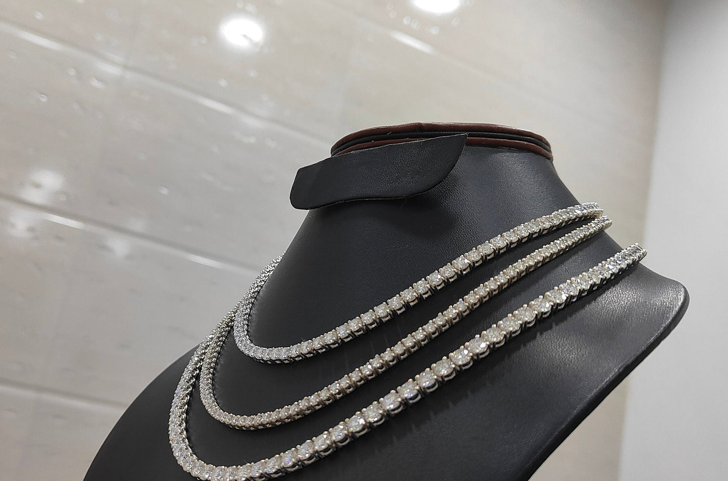 Solid Gold Moissanite Tennis Necklace, Elegant Necklace, Iced Out Necklace, Infinity Chain, Gold Tennis Chain, 3 MM Moissanite Necklace