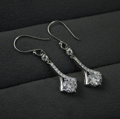 925 Sterling Silver Dangle Earrings, Moissanite Minimalist Earring for Her, White Moissanite Jewelry, Wedding Earrings, Gift for Bridesmaids