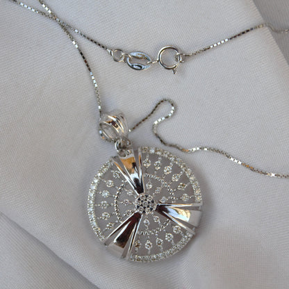 White Gold Cluster Pendant, Real Diamond 18K Gold Jewelry with IGI Certificate, Delicate Pendant With Chain Necklace for Birthday Gift