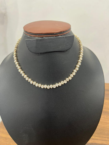 Genuine Moissanite Tennis Necklace, Elegant Designer Necklace, Infinity Solitaire Necklace, 18K Gold Necklace, Pear Moissanite Necklace