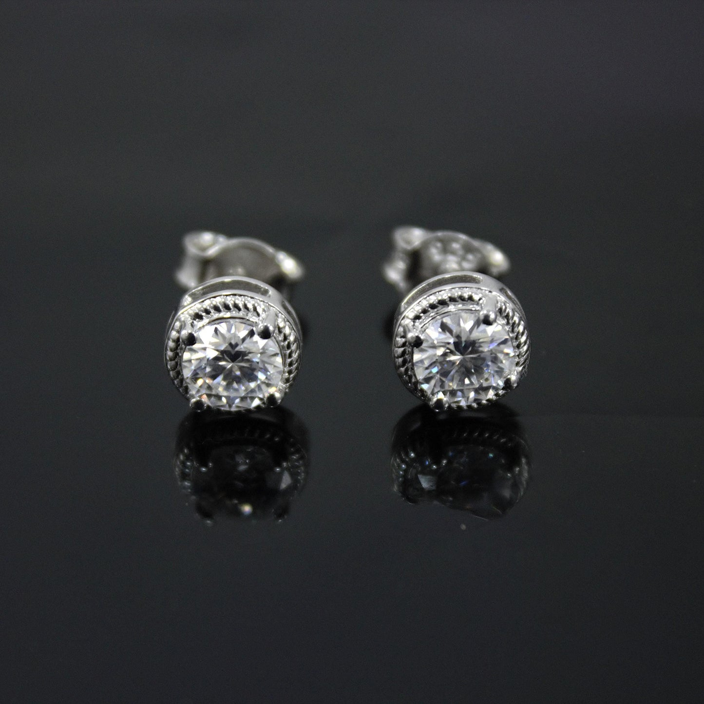 Moissanite Round Cut Statement Earrings, 925 Sterling Silver Stud Earrings for Her, Silver Minimalist Stud Earring, White Moissanite Jewelry